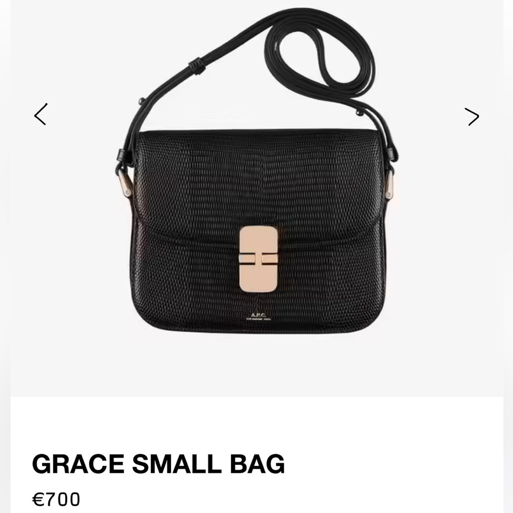 A.P.C. Small Grace Black Lizard Embossed Bag